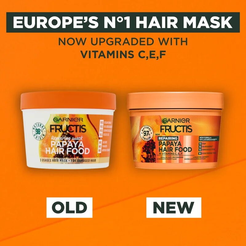 Garnier Fructis Papaya Hair Food obnovitvena maska za poškodovane lase 400 ml