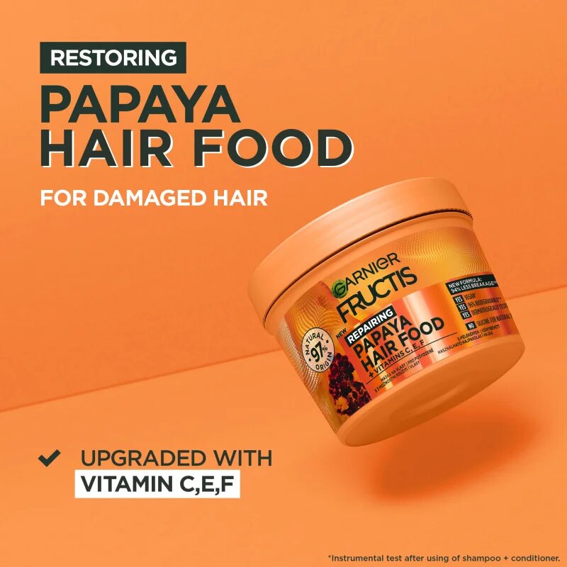 Garnier Fructis Papaya Hair Food obnovitvena maska za poškodovane lase 400 ml