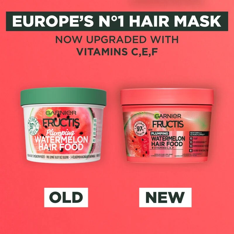 Garnier Fructis Watermelon Hair Food maska za fine in tanke lase 390 ml