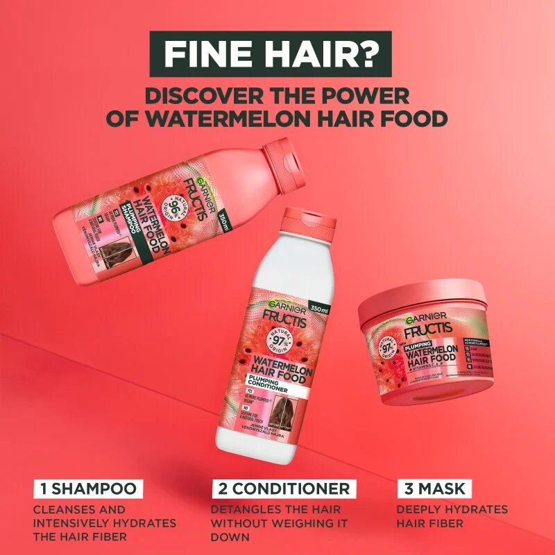Garnier Fructis Watermelon Hair Food maska za fine in tanke lase 390 ml