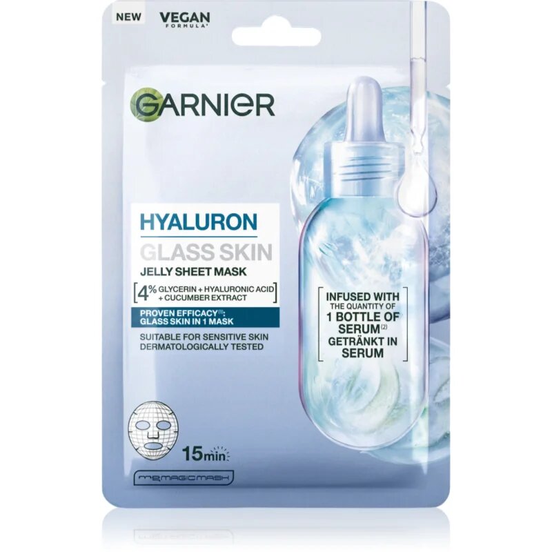 Garnier Hyaluron Glass Skin vlažilna tekstilna maska s hialuronsko kislino 27 g