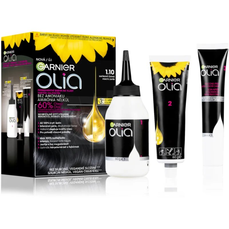 Garnier Olia Big Kit permanentna barva za lase odtenek 1.10 Black Sapphire 1 kos