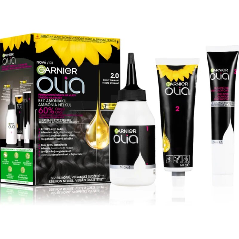 Garnier Olia Big Kit permanentna barva za lase odtenek 2.0 Black Diamond