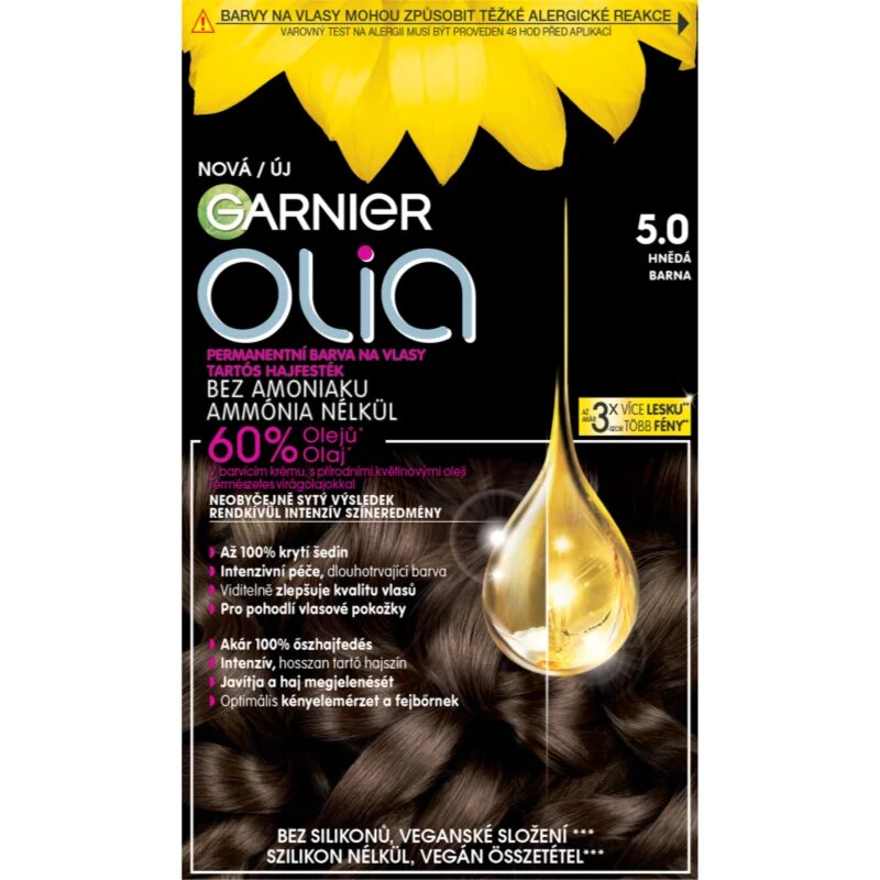Garnier Olia Big Kit permanentna barva za lase odtenek 5.0 Brown 1 kos