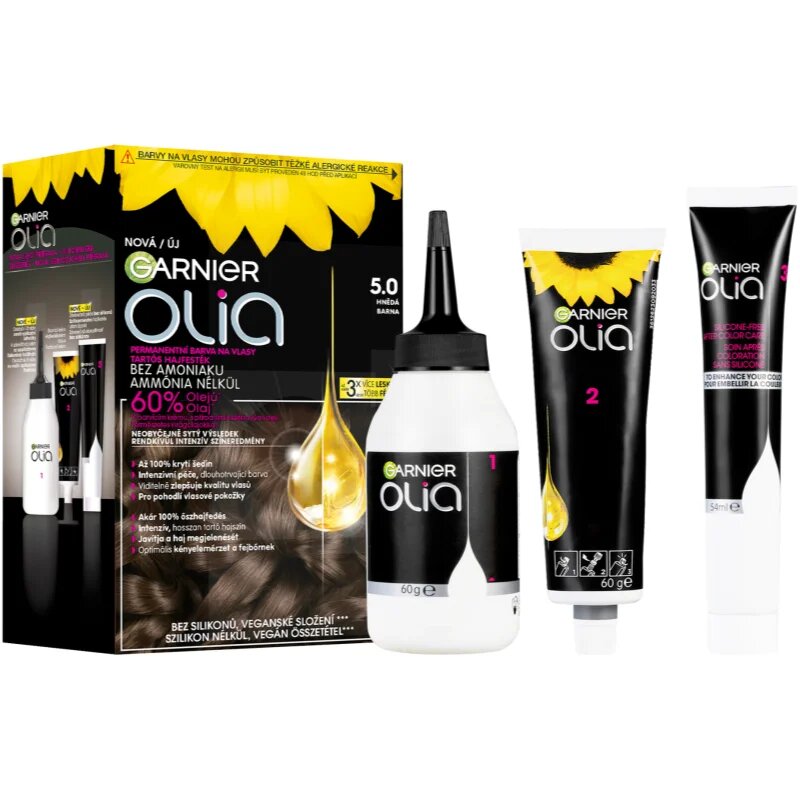 Garnier Olia Big Kit permanentna barva za lase odtenek 5.0 Brown 1 kos