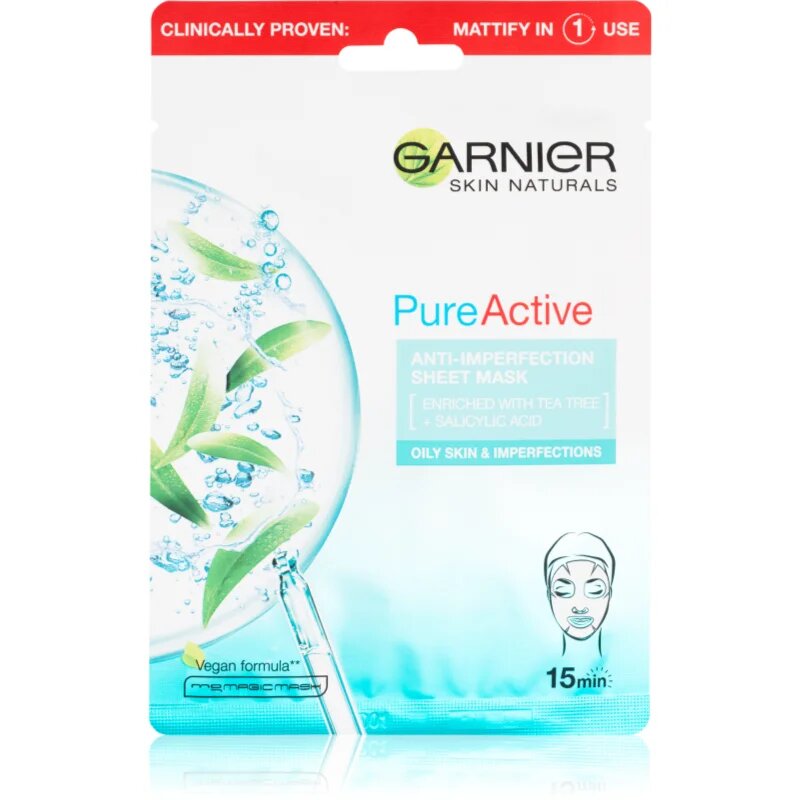 Garnier Pure Active maska iz platna s čistilnim učinkom 28 g