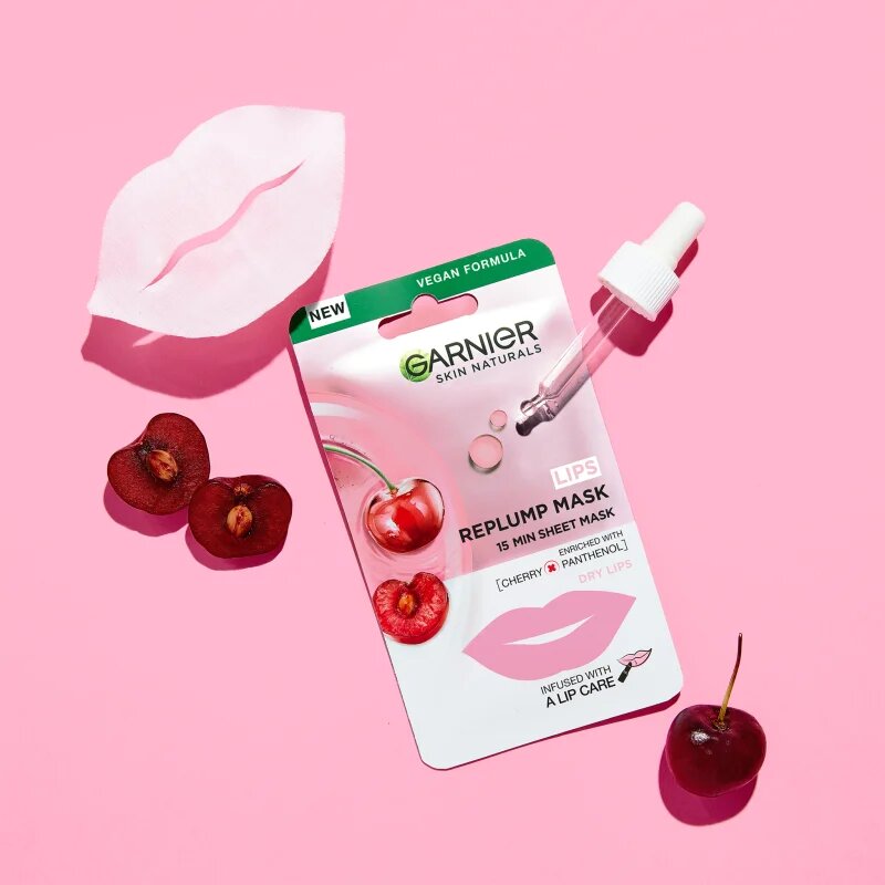 Garnier Replump Mask super vlažilna čistilna tekstilna maska za ustnice 5 g