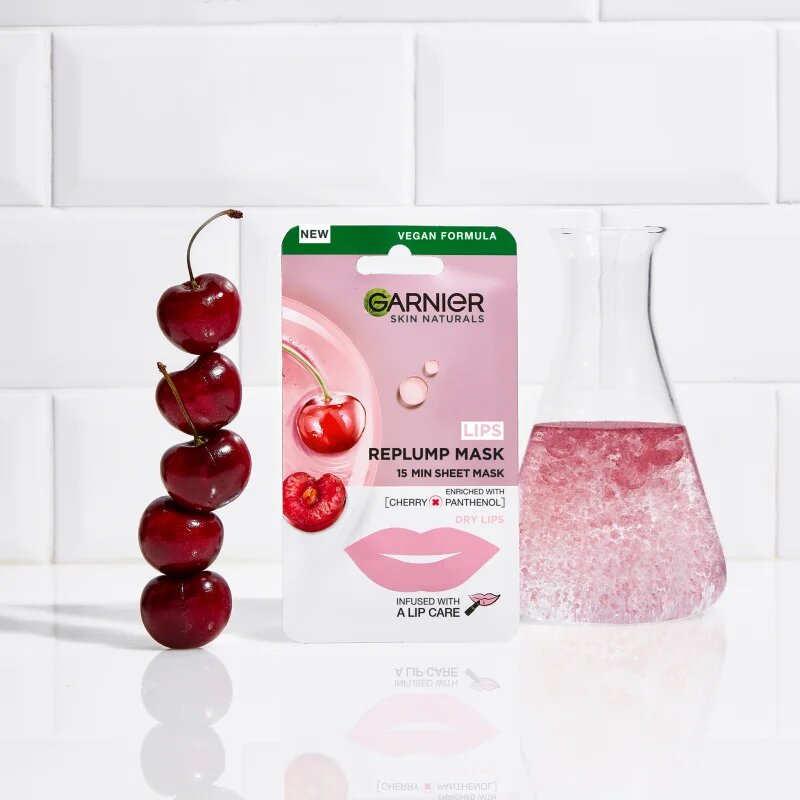 Garnier Replump Mask super vlažilna čistilna tekstilna maska za ustnice 5 g