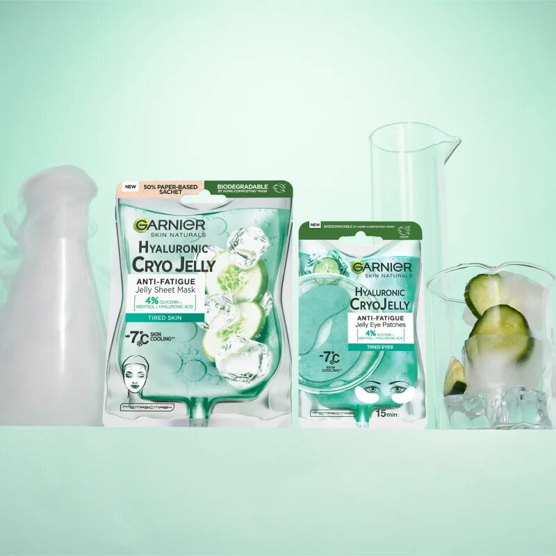 Garnier Textil Masks Cryo Jelly vlažilna gel maska s hialuronsko kislino 27 g