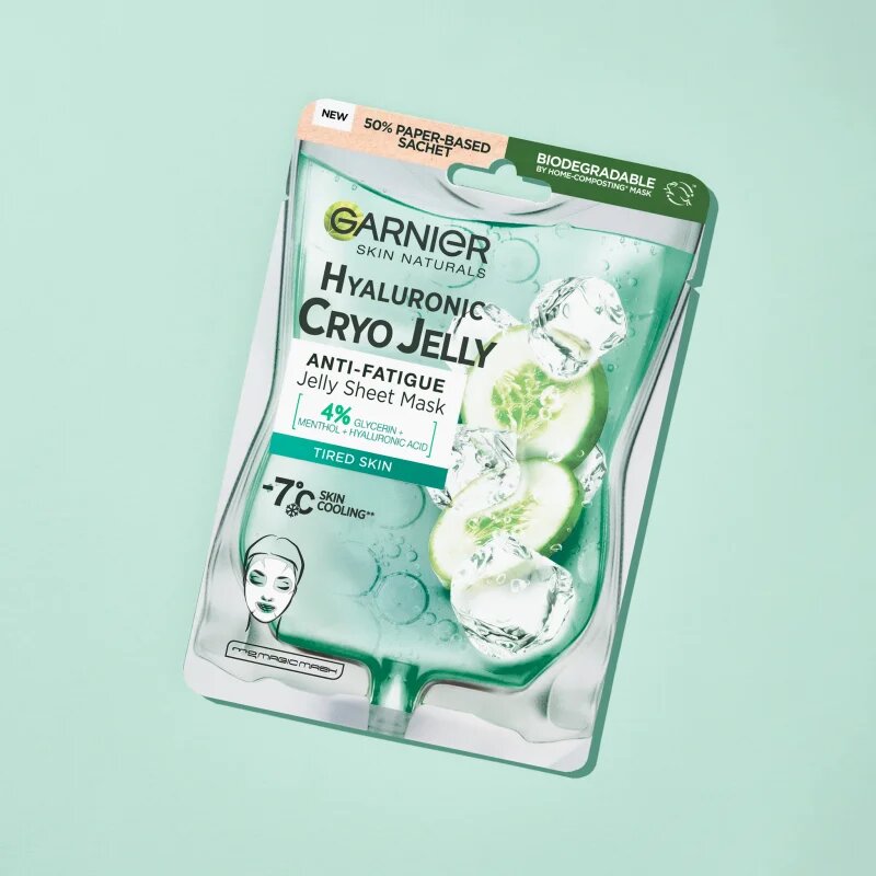 Garnier Textil Masks Cryo Jelly vlažilna gel maska s hialuronsko kislino 27 g