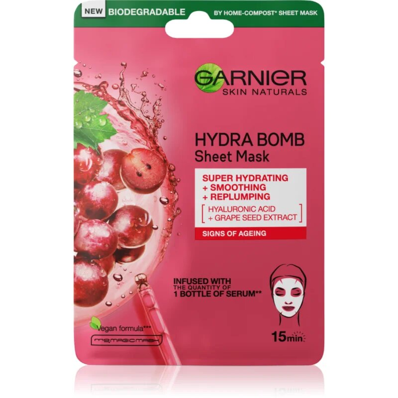 Garnier Textil Masks Hydra Bomb vlažilna tekstilna maska 28 g