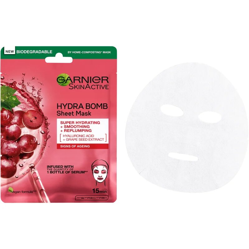 Garnier Textil Masks Hydra Bomb vlažilna tekstilna maska 28 g