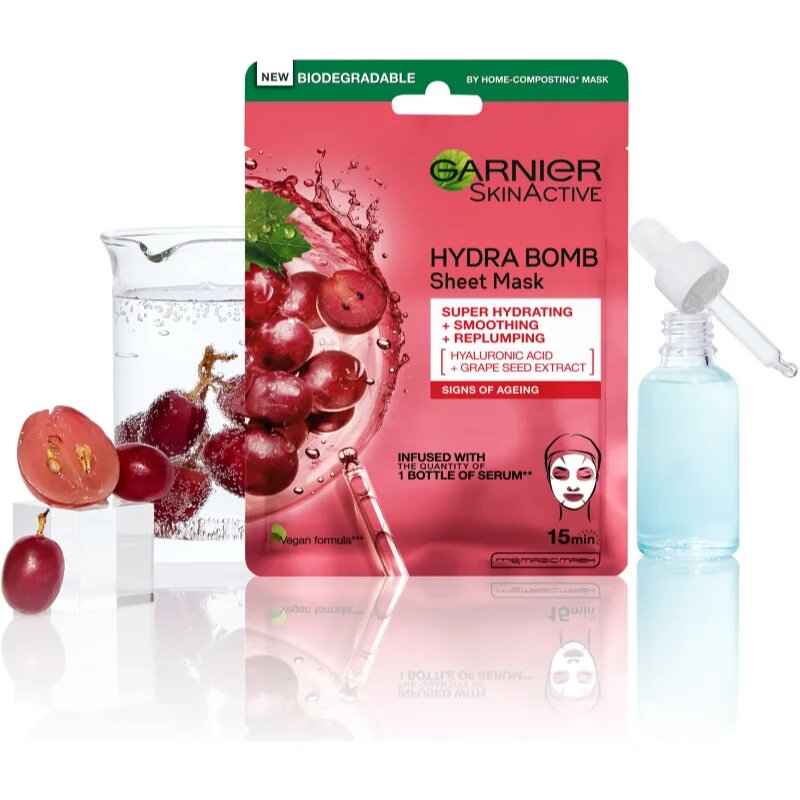 Garnier Textil Masks Hydra Bomb vlažilna tekstilna maska 28 g