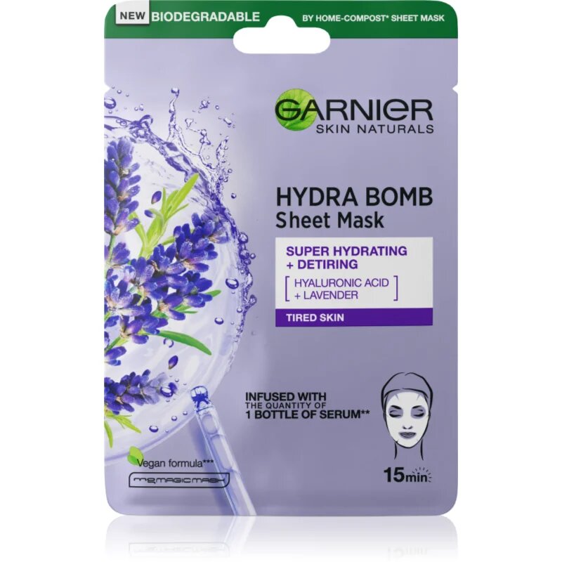 Garnier Textil Masks Hydra Bomb vlažilna tekstilna maska s hialuronsko kislino 28 g