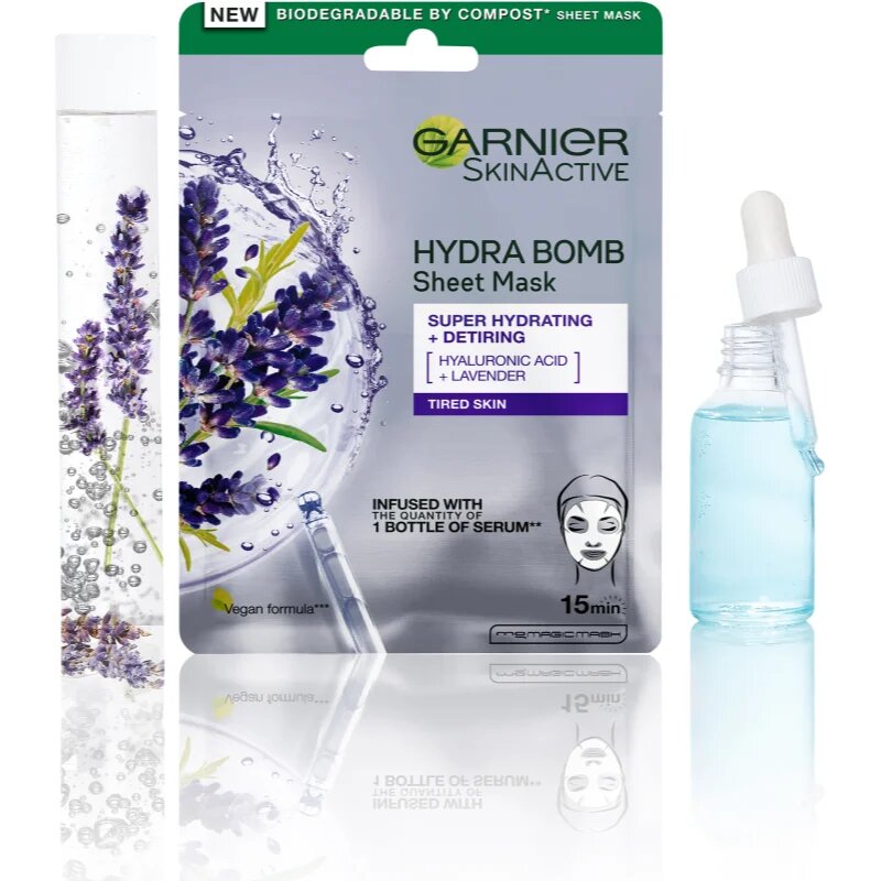 Garnier Textil Masks Hydra Bomb vlažilna tekstilna maska s hialuronsko kislino 28 g