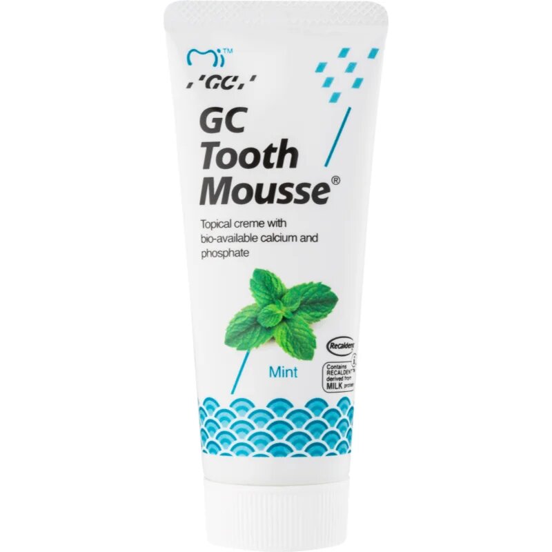 GC Tooth Mousse remineralizacijska zaščitna krema za občutljive zobe brez fluorida okus Mint 35 ml