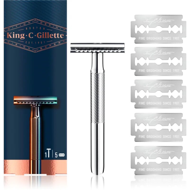 Gillette King C. Double Edge brivnik + nadomestne britvice 5 kos