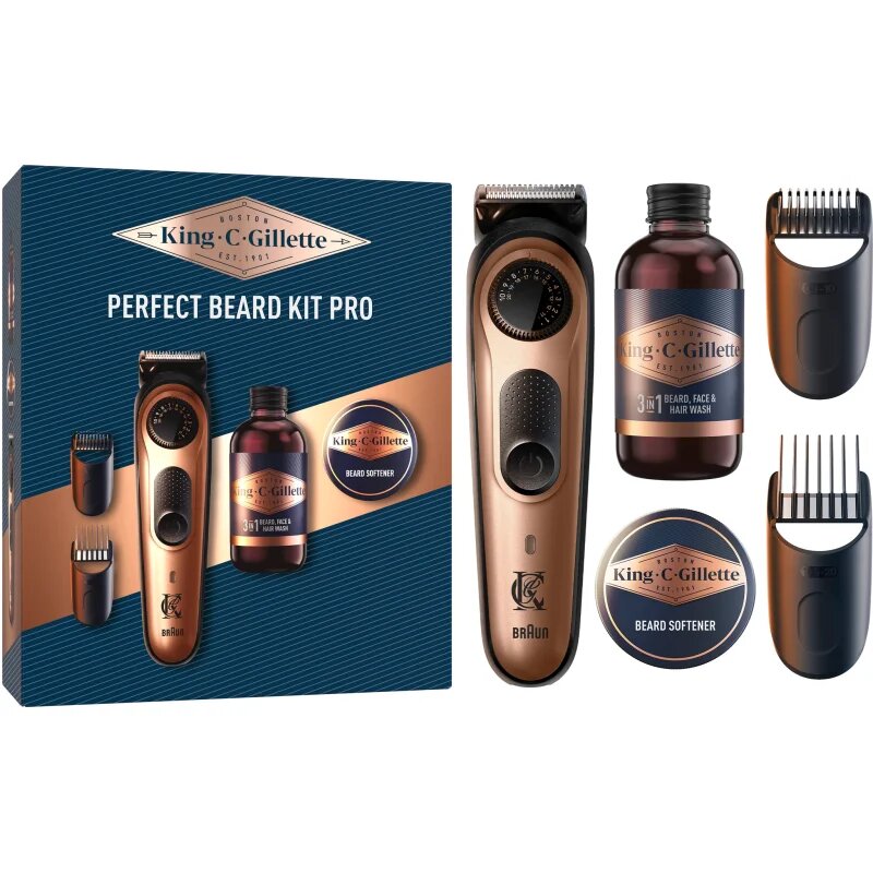 Gillette King C. Perfect Beard Kit Pro darilni set za moške