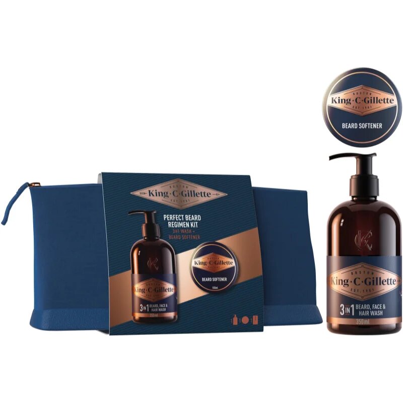 Gillette King C. Perfect Beard Regimen Kit darilni set za moške