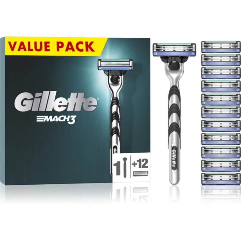 Gillette Mach3 brivnik + nadomestne britvice 12 kos