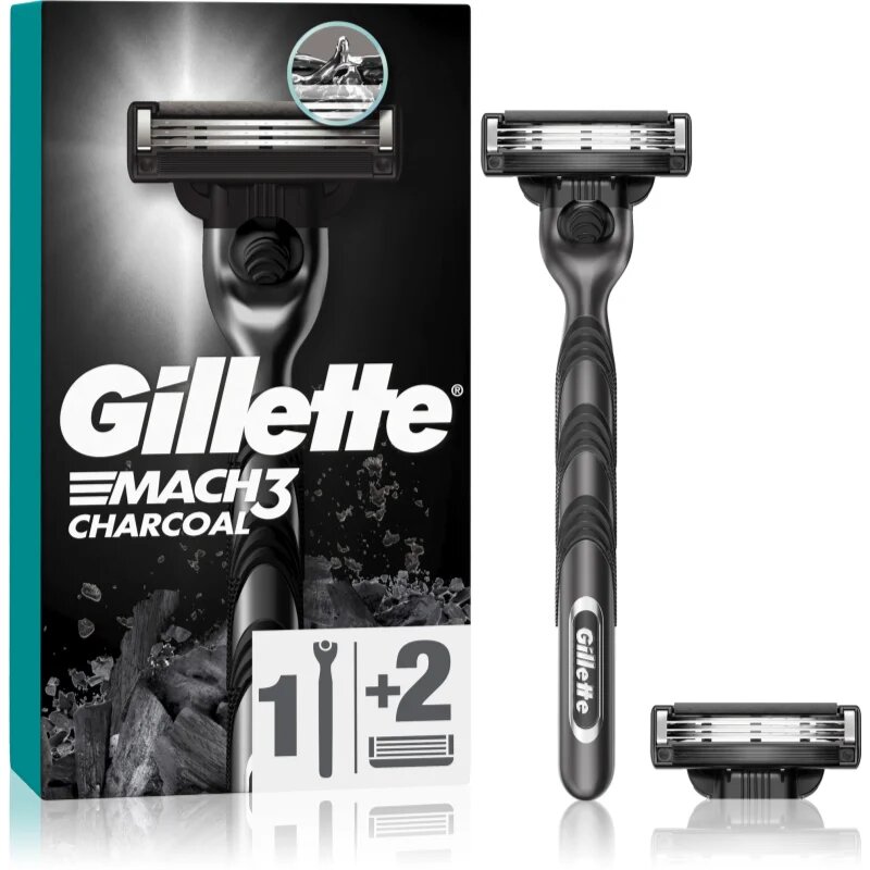 Gillette Mach3 Charcoal brivnik + nadomestne britvice 2 kos