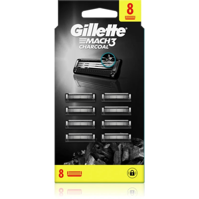 Gillette Mach3 Charcoal nadomestne britvice 8 kos
