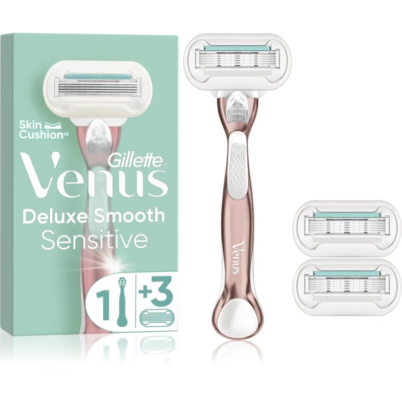 Gillette Venus Deluxe Smooth Sensitive brivnik + nadomestne britvice RoseGold 3 kos