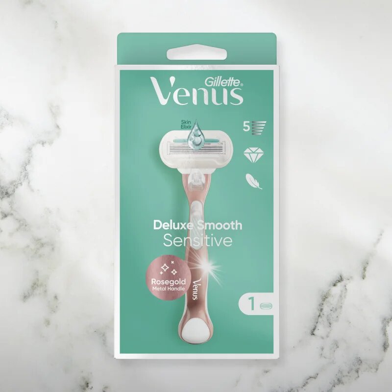 Gillette Venus Deluxe Smooth Sensitive brivnik + nadomestne britvice RoseGold 3 kos