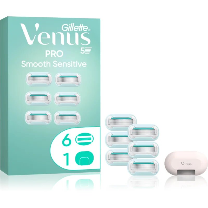 Gillette Venus PRO Smooth Sensitive nadomestne britvice + zaščitni pokrovček 6 kos