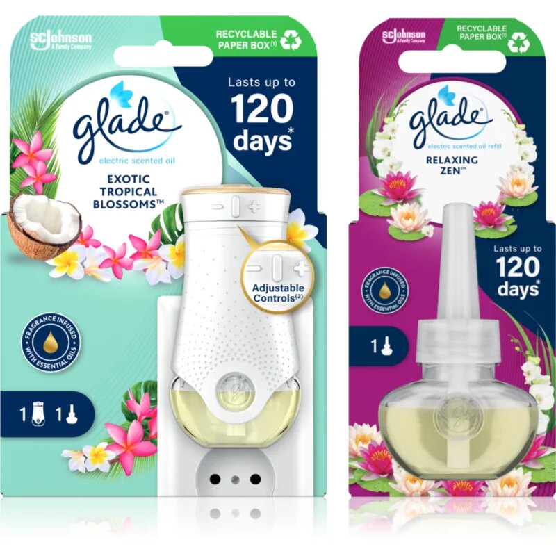 Glade Electric scented oil Exotic Tropical Blossom + Relaxing Zen ugodno pakiranje 3 kos