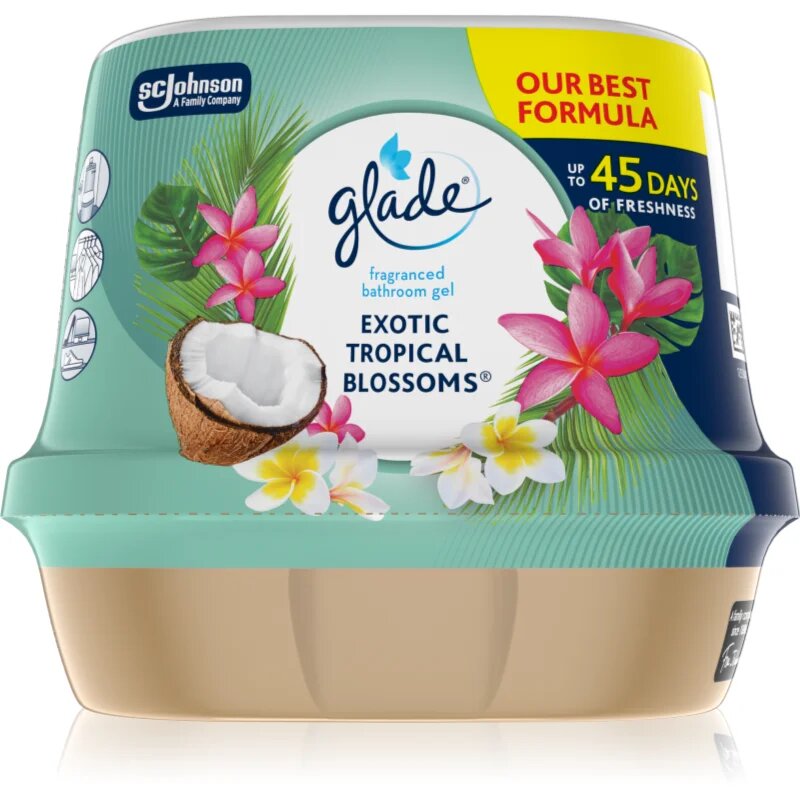 Glade Exotic Tropical Blossoms dišeči gel za v kopalnico 180 g
