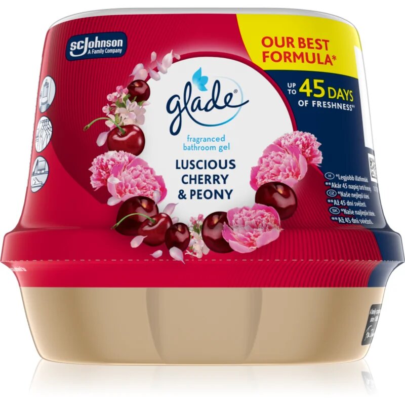 Glade Luscious Cherry & Peony dišeči gel za v kopalnico 180 g