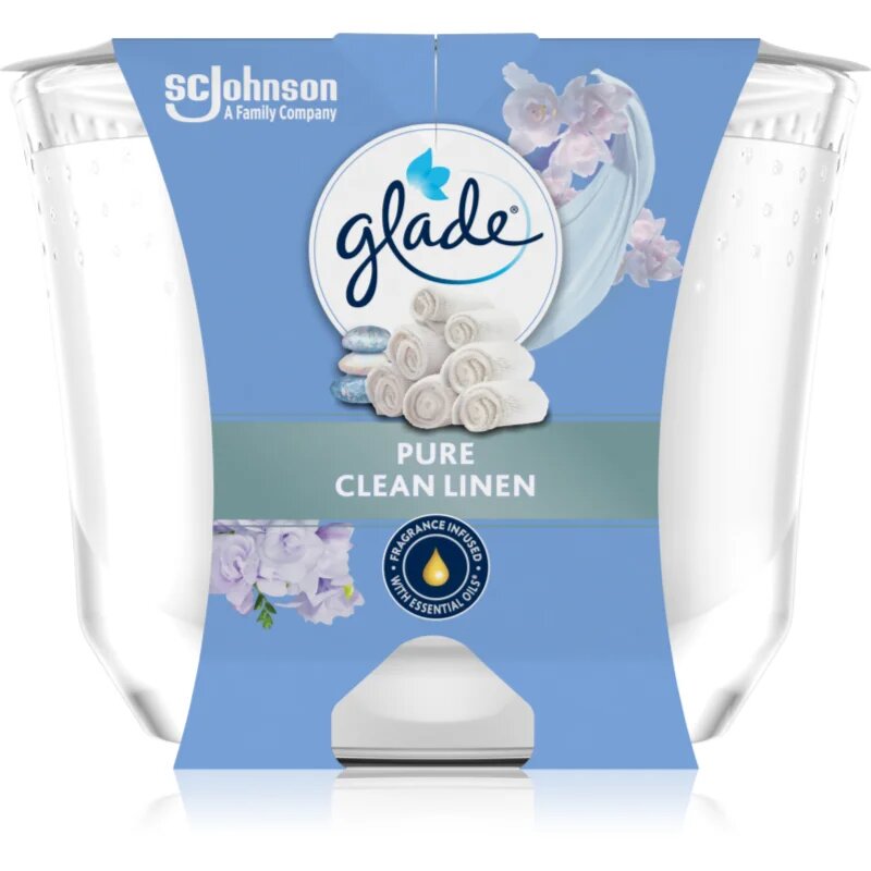 Glade Pure Clean Linen dišeča sveča 204 g