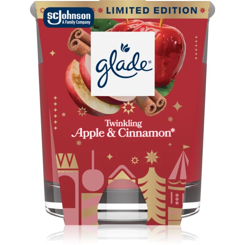 Glade Twinkling Apple & Cinnamon dišeča sveča 112 g