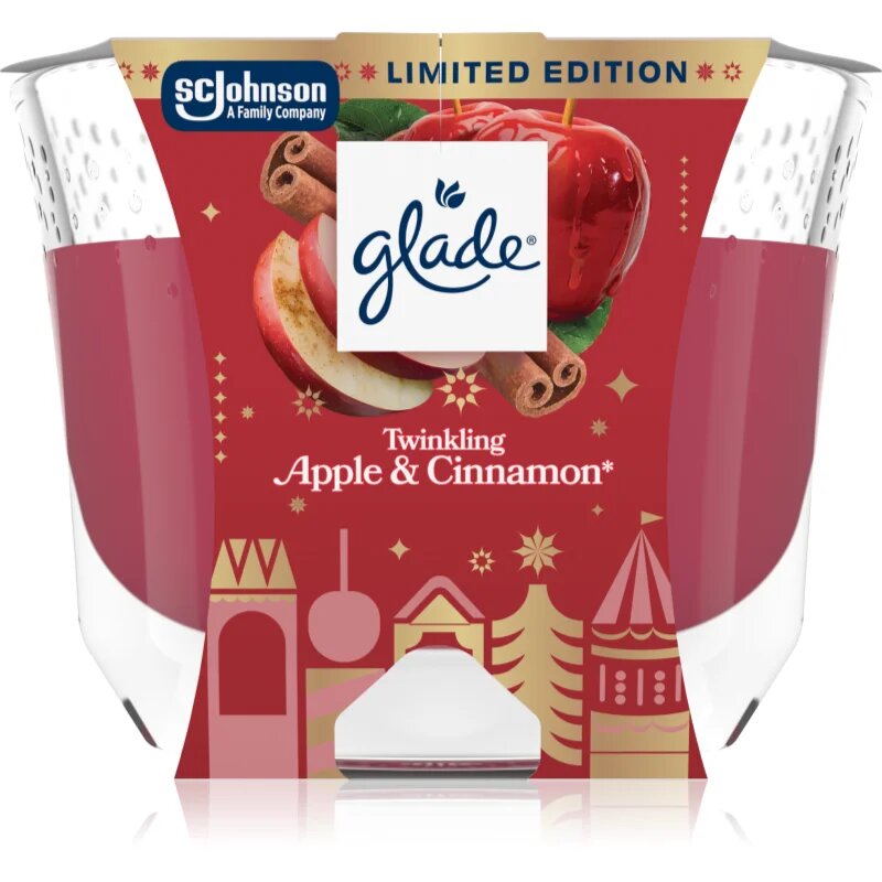 Glade Twinkling Apple & Cinnamon dišeča sveča 204 g