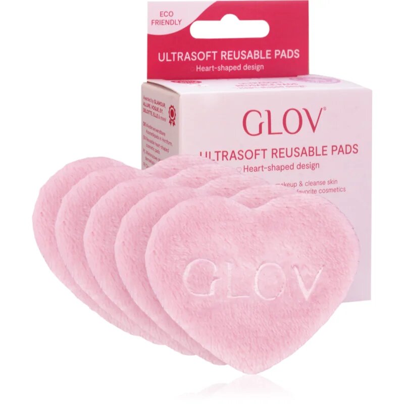 GLOV Heart-Shaped Ultrasoft pralne blazinice za odstranjevanje ličil 5 kos