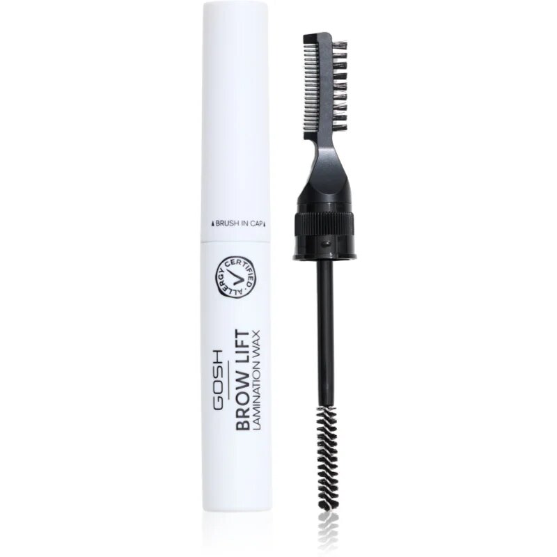 GOSH COPENHAGEN Brow Lift Lamination Wax vosek za fiksacijo obrvi s krtačko 2v1 odtenek 001 Clear 6 ml