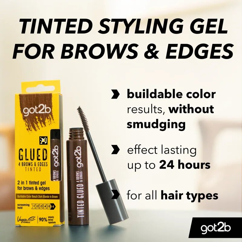 got2b Glued 4 Brows & Edges fiksacijski gel za obrvi 2v1 Tinted Brown 16 ml