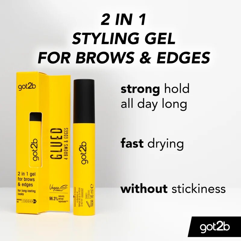 got2b Glued 4 Brows & Edges fiksacijski gel za obrvi 2v1 Transparent 16 ml