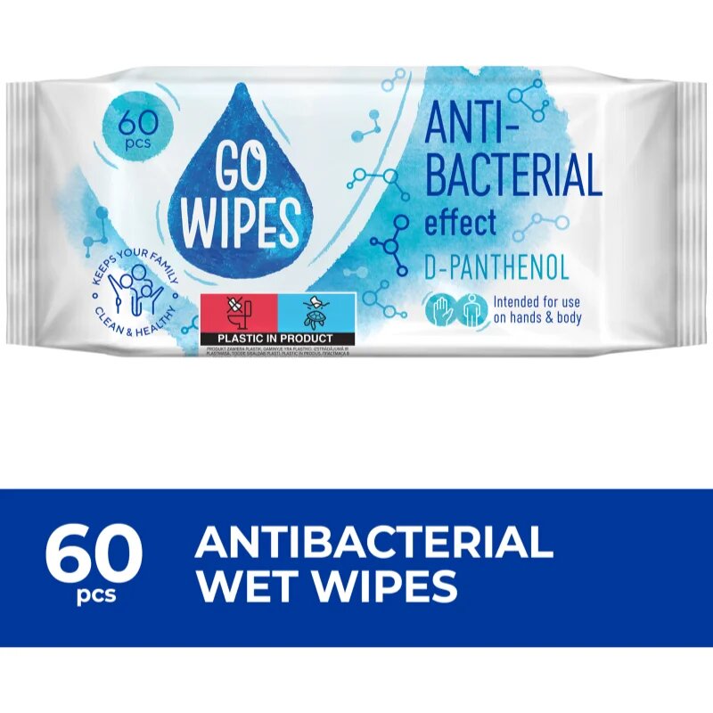 GoWipes Anti-Bacterial Effect D-Panthenol vlažni čistilni robčki s protibakterijskim učinkom 60 kos