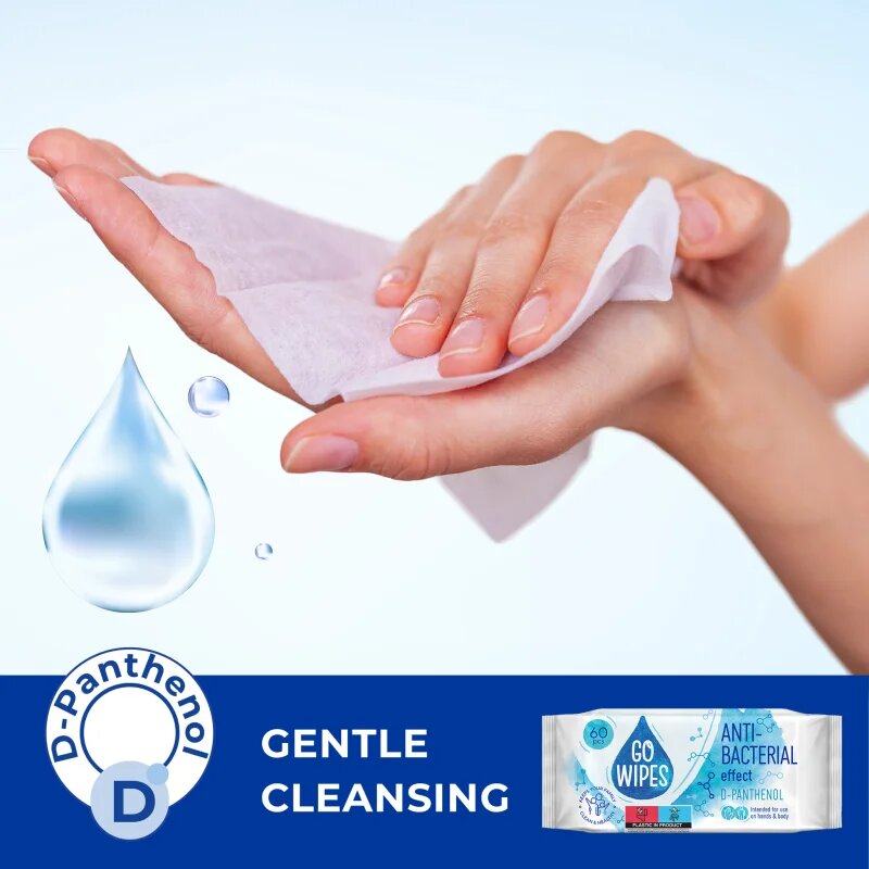 GoWipes Anti-Bacterial Effect D-Panthenol vlažni čistilni robčki s protibakterijskim učinkom 60 kos