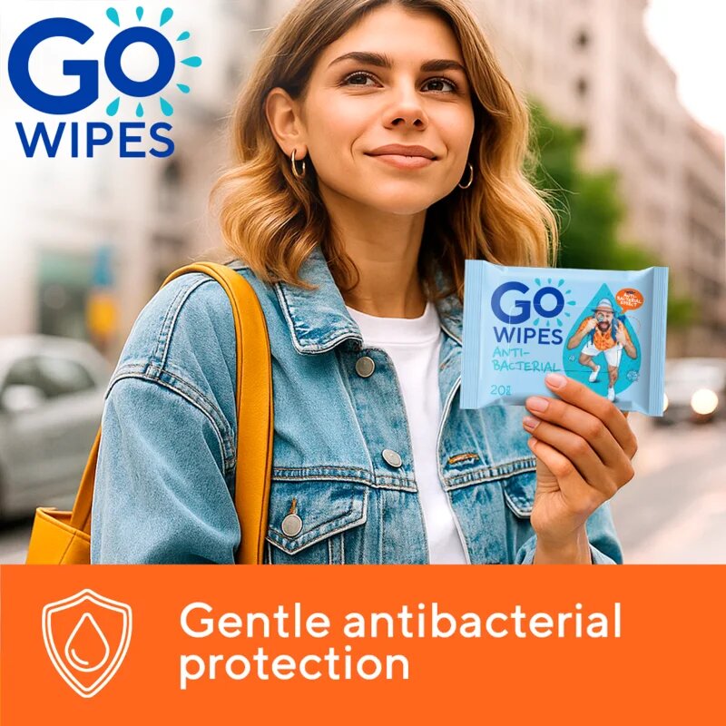 GoWipes Antibacterial osvežilni vlažilni robčki s protibakterijskim učinkom 20 kos