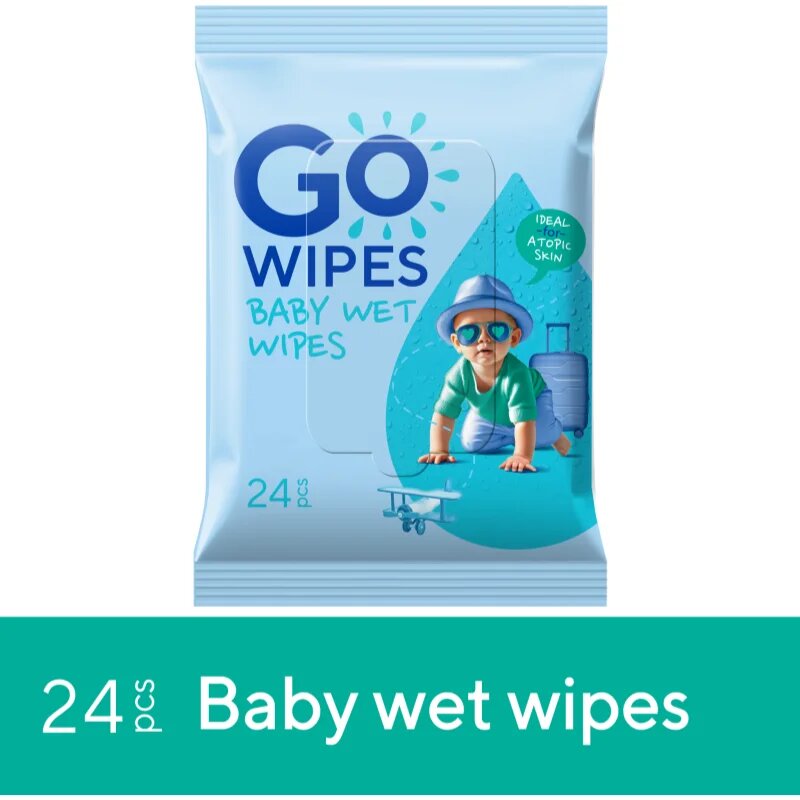 GoWipes Baby Wet Wipes otroški nežni vlažni robčki za zelo občutljivo suho in atopično kožo 24 kos