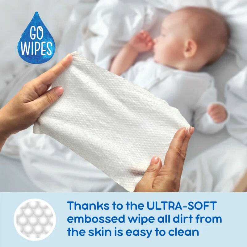 GoWipes Cleanse & Hydrate otroški nežni vlažni robčki za občutljivo kožo aloe vera 0+ 50 kos
