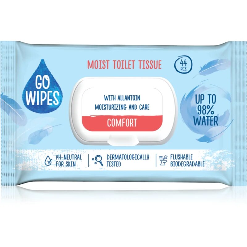 GoWipes Comfort vlažilni toaletni papir za občutljivo kožo 44 kos
