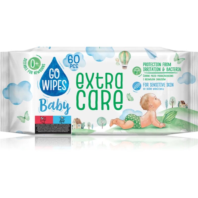 GoWipes Extra Care vlažni čistilni robčki za otroke za občutljivo kožo 0+ 60 kos