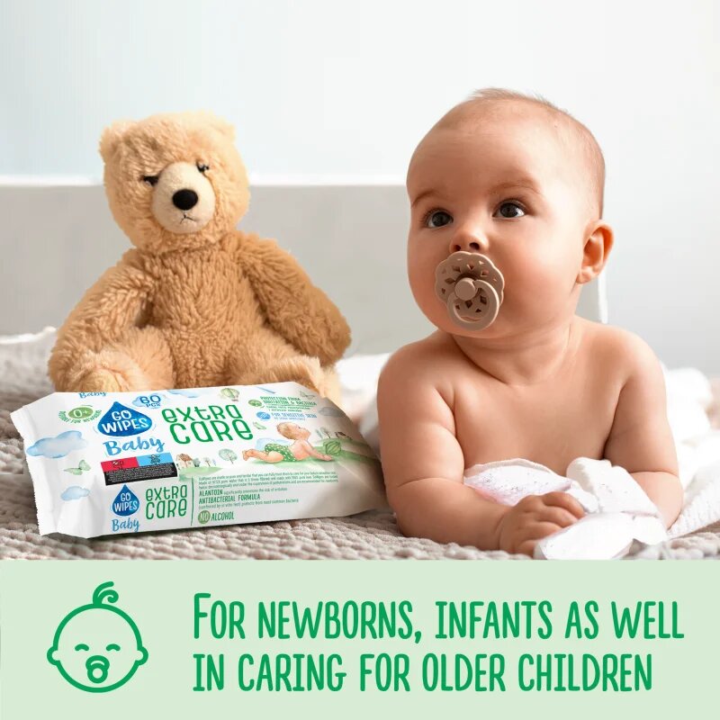 GoWipes Extra Care vlažni čistilni robčki za otroke za občutljivo kožo 0+ 60 kos