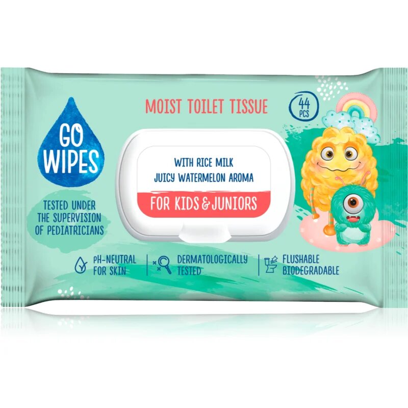 GoWipes For Kids & Juniors vlažilni toaletni papir za občutljivo kožo za otroke 44 kos