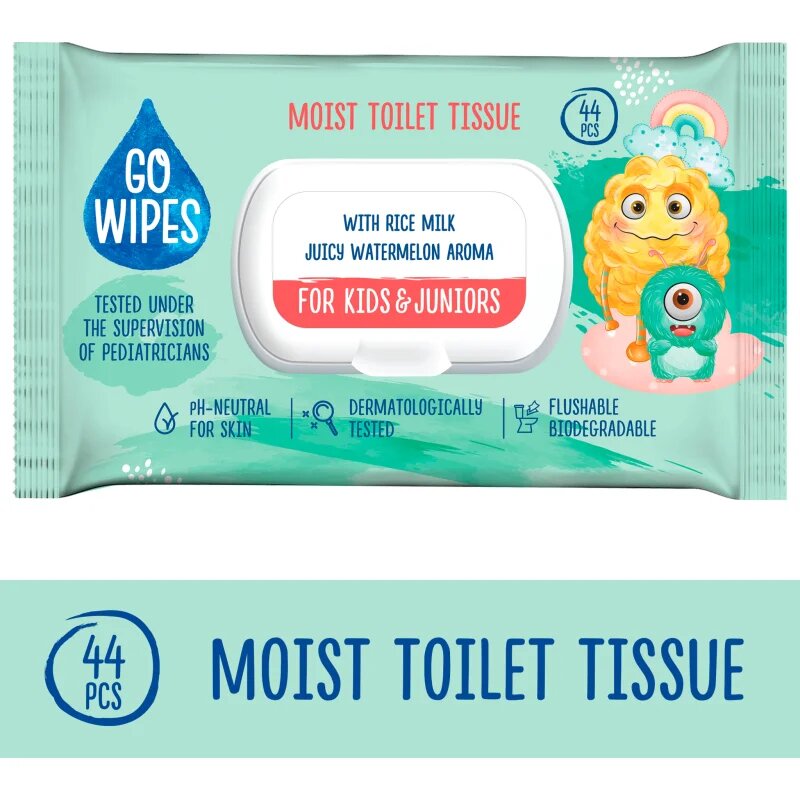 GoWipes For Kids & Juniors vlažilni toaletni papir za občutljivo kožo za otroke 44 kos