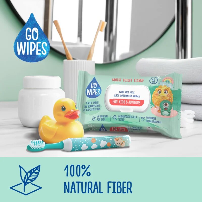GoWipes For Kids & Juniors vlažilni toaletni papir za občutljivo kožo za otroke 44 kos